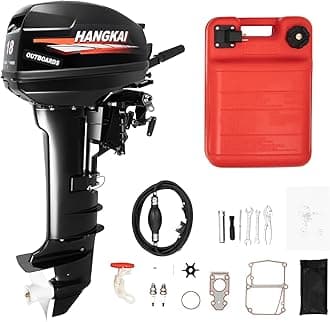 2-Stroke 18HP Outboard Motor, 246CC Heavy Duty Outboard Long Shaft Marine Engines w/Water Cooling & CDI Ignition System, Boat Engine for Inflatable Boats, Fishing Kayaks, Yachts, 4500-5500RPM
