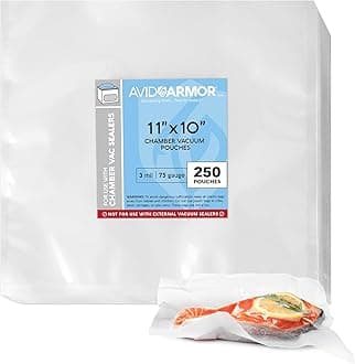Avid Armor Chamber Vacuum Sealer Bags – Heavy Duty, BPA-Free, Pre-Cut Chamber Vacuum Bags for Food Preservation, Freezer Storage, Sous Vide and more, 250/Pack (11x10) – Multi-Use Vacuum Bags