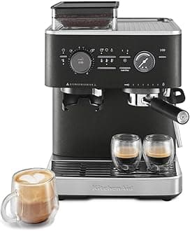Semi Automatic Espresso Machine with Burr Grinder, 2.5L, Cast Iron Black, KES6551BK