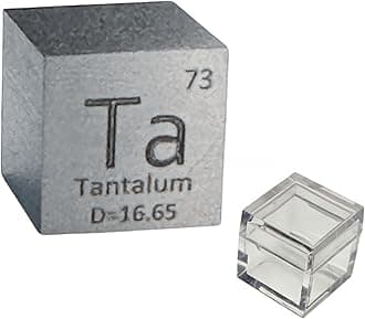 Tantalum Cube A Unique Metal Cube Made of 99.95% Pure Tantalum Block, Periodic Table Element Cube Collection,Science Gift for Adults,Engraved Tantalum Cube + Acrylic Box (Tantalum, 0.39inch(10mm))
