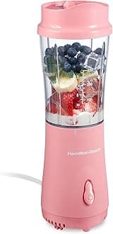 Hamilton Beach Portable Blender for Shakes and Smoothies, 14 Oz BPA Free Travel Cup & Lid, Durable Stainless Steel Blades, Personal Smoothie Blender, Coral (51171)