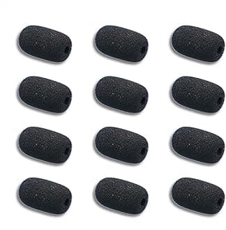 12 Pieces Foam Windscreen for Headset Microphone, 0.2" Diameter Microphone Pop Filter Windscreen Mic Cover High Density Mini Foam Cover Shield Protection Foam Replacement for Headset Mic(Black)