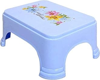 Kuber Industries Bathroom Stool|Plastic Stool for Bathroom|Anti-Slip with Strong Bearing|Blue