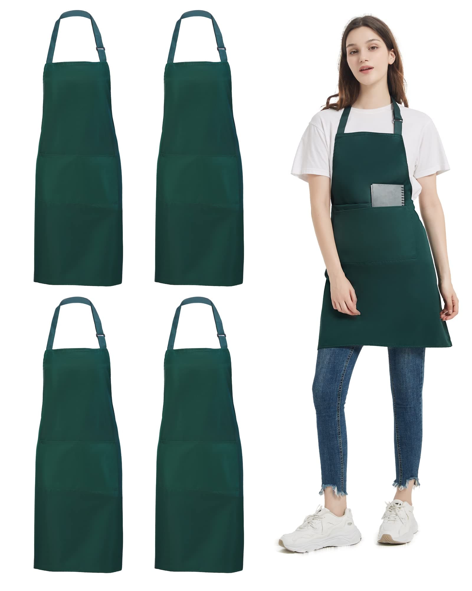 4 Packs Chef Apron Green