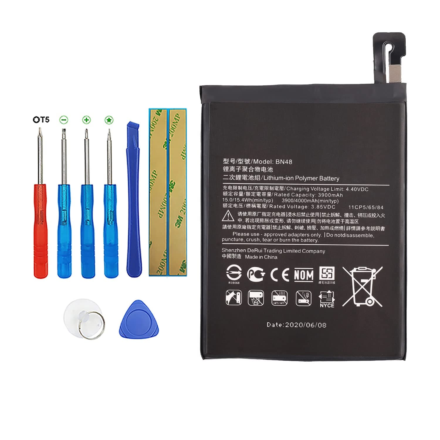 BN48 3900mAh Replacement Battery Compatible with Redmi Note 6 Pro M1806E7TG M1806E7TH M1806E7TI with Toolkit