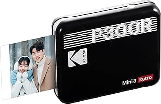 Kodak KODAK Mini 3 Retro 4PASS Portable Photo Printer (3 inches x 3 inches) + Printer Body 8 Sheets, Black