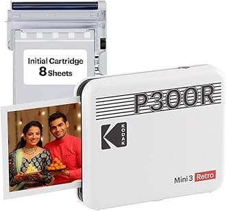 Mini 3 Retro 4PASS Portable Photo Printer (3x3 inches) + 8 Sheets, White