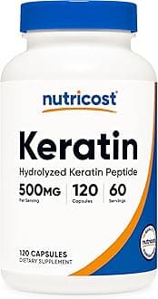 Nutricost Keratin Hydrolized Peptide Capsules - 500MG, 120 Capsules (60 Servings) - Non-GMO, Gluten-Free Formula
