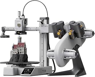 WOL3D Bambu Lab A1 Mini Combo 3D Printer with AMS Lite– Up to 500mm/s Print Speed, 180×180×180mm Build Volume, Multi-Color Printing, High Precision, Full-Auto Calibration, Quiet & Fast FDM Printing