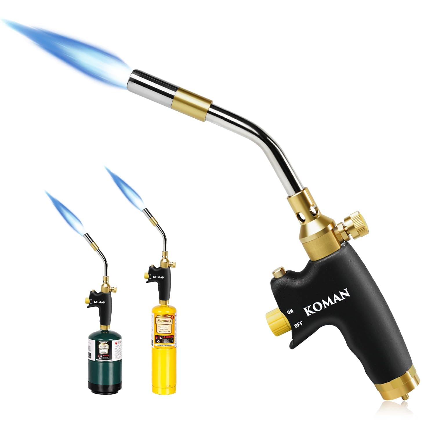 KOMAN High Intensity Propane Torch Head,Trigger Start Soldering Torch with Adjustable Flame Knob Self Ignition,Compatible with Mapp Mps/Pro Gas,for Cooking,Gas Welding,Stripping Paint (CSA Certified)