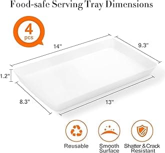 WOWBOX 4 pcs Serving Tray for Entertaining, Serving Platters for Snacks, Fruit, Cookies, Dessert, Reusable Plastic Trays for Serving Food, (White, Black, Green, Red)