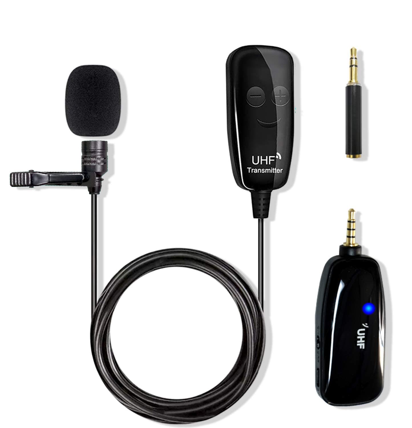 Palimpsest Wireless Lavalier Lapel Microphone- 65 ft Range, 1/8in Output