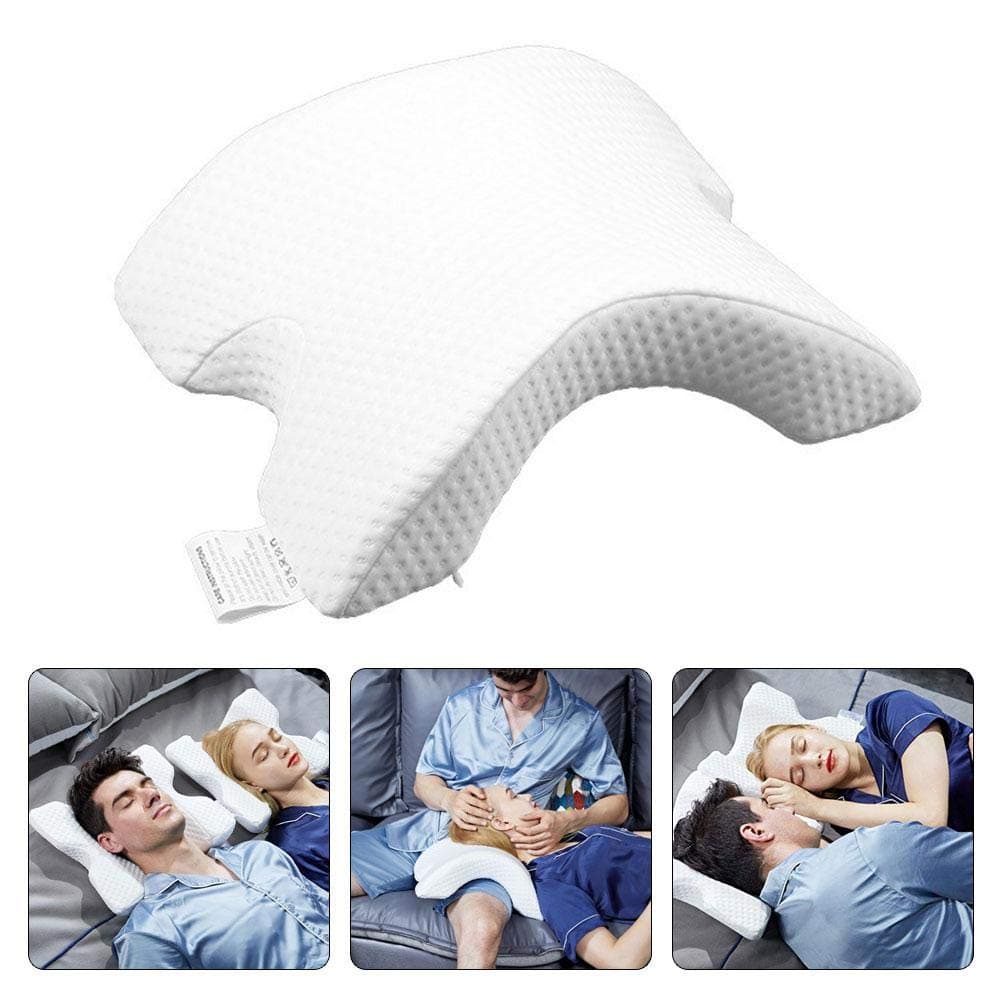 Memory Foam Pillow for Side Sleeping, Neck & Cervical Pillow Slow Rebound for Relaxing Arm, Arched U-Shaped Nap Pillow with Hollow Support for Keeping Arm from Falling Asleep/Anti-Hand Numb