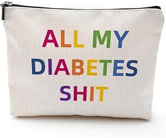 Diabetic Supplies Travel Bag Gifts Sets, All My Diabetes S-hit Funny Diabetes Glucose Meter Case Organizer + Blood Sugar Log Book + 10 Diabetic Alert Stickers for Type 1 Kids Grandpa Grandma Birthday