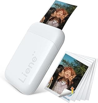 Liene Pearl K100 2x3” Photo Printer, Mini Picture Printer w/ 10 Zink Adhesive Paper, Bluetooth 5.2 Compatible w/iOS & Android, Portable Color Mono Instant Sticker Printer for iPhone, Smartphone, White