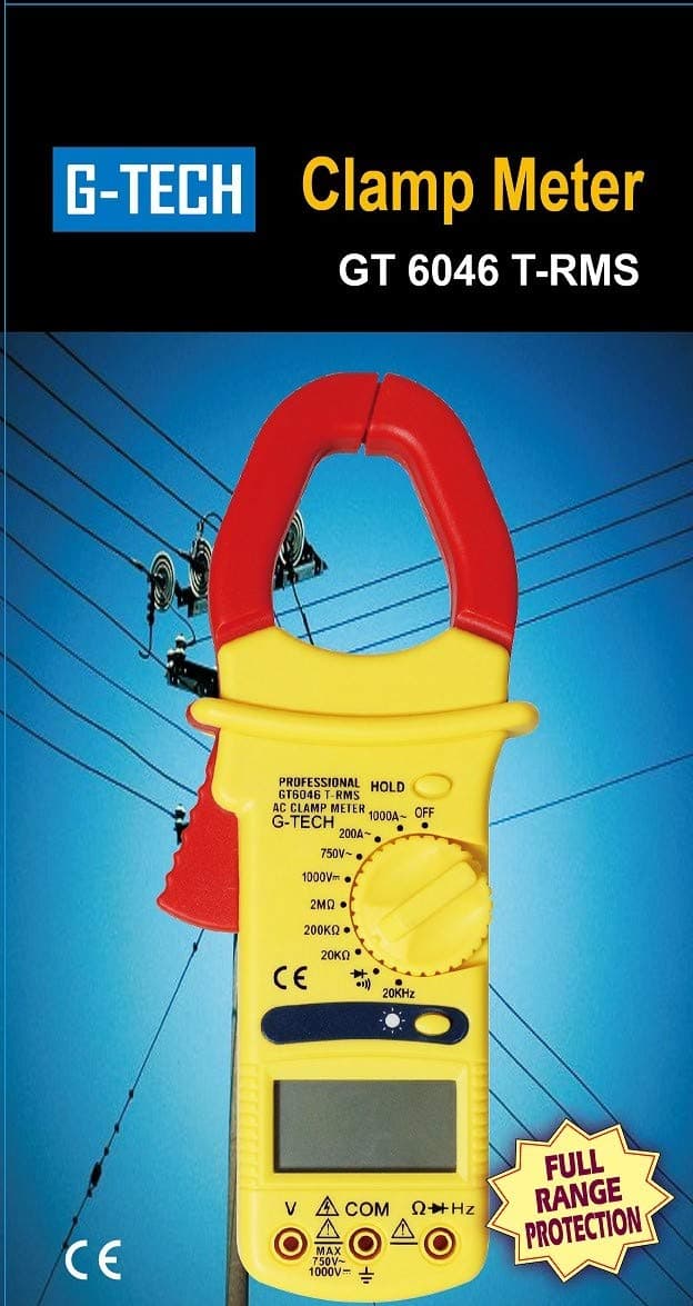 G-Tech Digital Professional Clamp Meter 1000A Ac With Full Range Protection (G-TECH GT6046)
