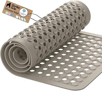 Gorilla Grip Original Bath, Shower, and Tub Mat (35x16), Antibacterial, BPA, Latex, Phthalate Free, XL Size, Machine Washable, Mats Materials (Beige)