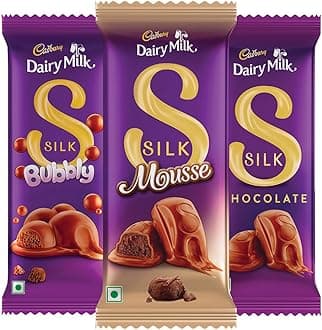 Cadbury Dairy Milk Silk Bubbly 112 g, Silk Mousse 110 g & Silk 144g Chocolate Bars, 366 g (Pack of 3)