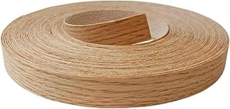 Red Oak Wood Veneer Edge Banding Roll 3/4 inch ×50ft, Preglued Iron-On with Hot Melt Adhesive Edgebanding Strip, Flexible Wood Tape Edging for Furniture Cabinet