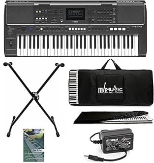 For YamahaKeyboard PSR-I510 61-Key Portable Keyboard, Indian & Western Tones, Included Power Adapter Padded Carry bag, Dust cover, Stand and Learning Book Combo Pack