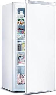 6.0 Cu.ft Upright Freezer, Small Stand Up Freezer with Adjustable Thermostat, Removable Glass Shelves, for Bedroom/Home/Dorms/Apartment, White