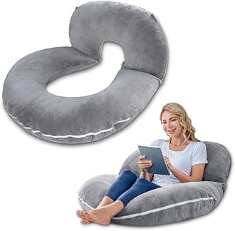 INSEN Reading Pillow, Back Pillow for Sitting in Bed for Reading, Nurse & Relax, Reading Pillow for Adults, Moms & Kids, Sit Up Pillow for Bed, Grey