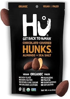Hunks Vegan Chocolate Covered Almonds With Sea Salt | 2 Pack | Non-GMO, Gluten Free, Paleo, Organic Dark Chocolate