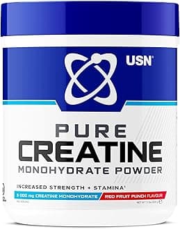 USN Micronised Creatine Powder 500g (79 Servings): Red Fruit Punch Flavour, 100% Pure Creatine Monohydrate Powder for Performance and Muscle Recovery, Suitable for Vegans