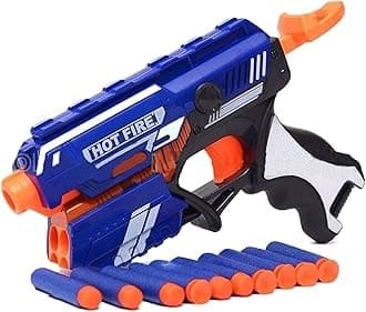 Jack Royal Storm Hot Fire Soft Bullet Gun Toy with 10 Safe Soft Foam Bullets, Fun Target Shooting Battle Fight Game for Kids Boys (Storm- Hot Fire)