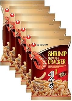Nongshim Hot & Spicy Shrimp Flavoured Cracker- 75g (Pack of 6) (Imported)