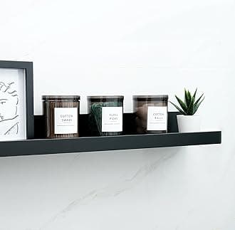 SheeChung Qtip Holder Dispenser Stackable Apothecary Jars with Storage Lids for Cotton Swabs, Balls, Pads, Floss Picks-2 Pack Acrylic Canister Black Bathroom Accessories Decor, Vanity Organizer (10oz)