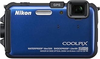 Nikon COOLPIX AW100 16 MP CMOS Waterproof Digital Camera with GPS and Full HD 1080p Video (Blue) (OLD MODEL)