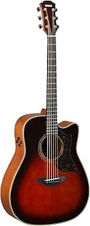 YAMAHA6 String Series A3M Acoustic-Electric Guitar-Mahogany, Tobacco Sunburst, Dreadnought Cutaway TBS
