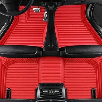 Custom Car Floor Mats Compatible with Mercedes-Benz A B C E G CL CLA CLK CLS ML EQA EQB EQC EQE EQS EQV GLA GLB GLC GLK GLS SLK SL SLC S R AMG GT Waterproof Car Mat (c-Red)