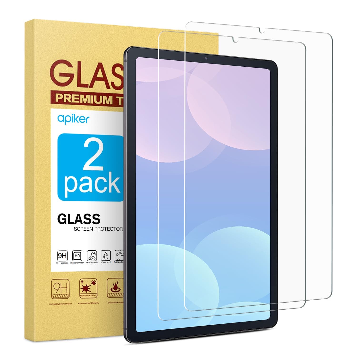 - apiker 2 Pack Screen Protector for Samsung Galaxy Tab S6 Lite 10.4 inch (2024/2022/2020), HD Tempered Glass for Samsung Tablet S6 lite