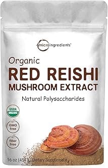 Sustainably US Grown, Organic Reishi Mushroom Powder, 8 Ounce, Pure Reishi Supplement 100:1 Extract, Active Content 30% Polysaccharides, Strongly Supports Immune System & Antioxidant, Vegan