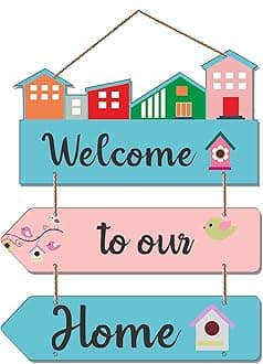Artvibes Welcome Quote Decorative Wall Art Wooden Wall Hanger for Living Room