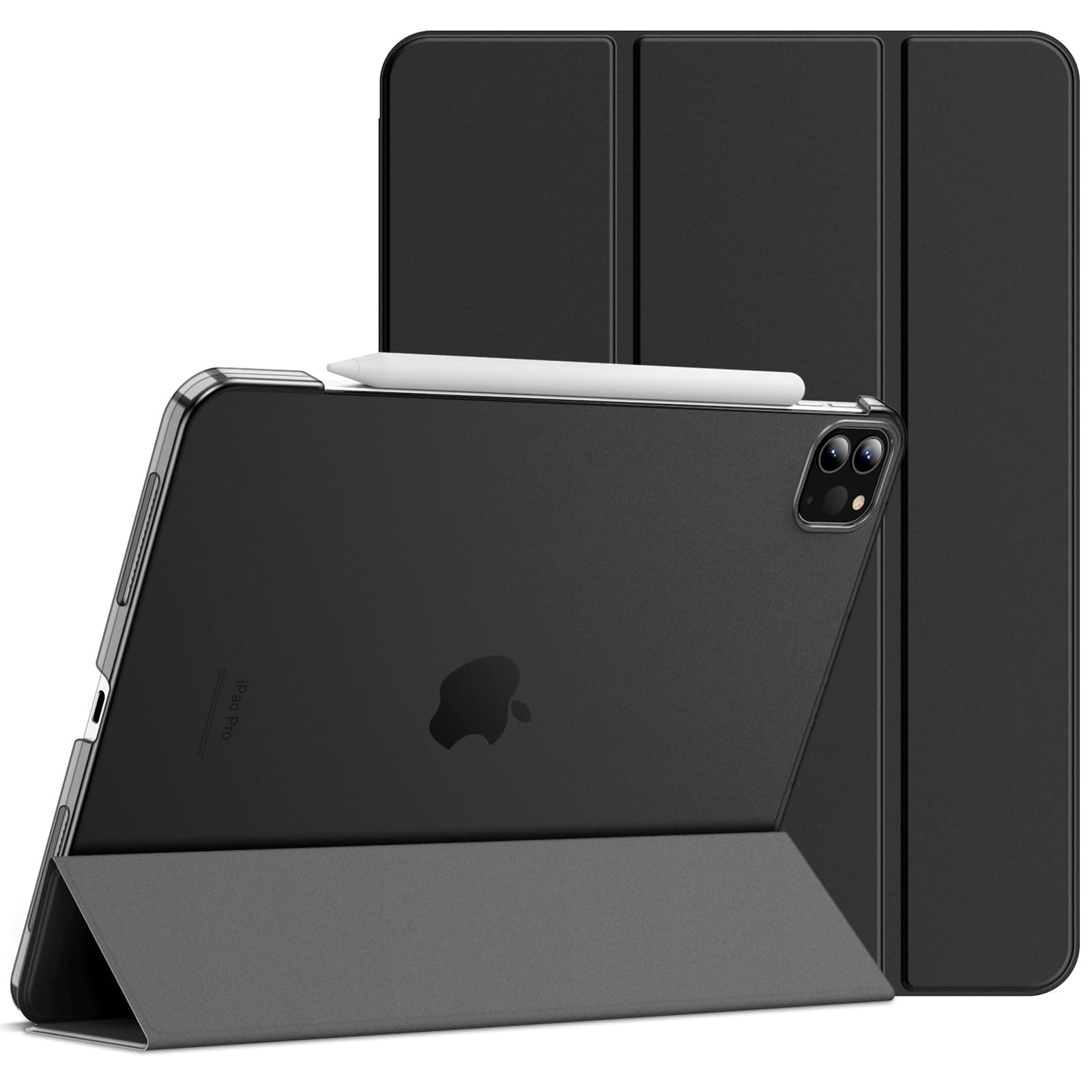 Case ONLY for iPad Pro 11-Inch, 2022/2021/2020/2018 Model, Compatible with Pencil, Cover Auto Wake/Sleep (Black)