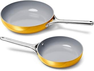 CarawayFrying Pan Duo - Nonstick Ceramic Fry Pan (8" & 10.5”) - Non Toxic, PTFE & PFOA Free - Oven Safe & Compatible with All Stovetops (Gas, Electric & Induction) - Marigold