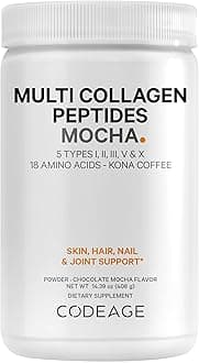 Codeage, Multi Collagen Peptide Mocha Powder, Chocolate Mocha, 14.39oz