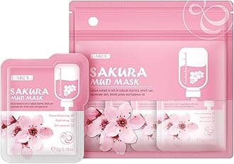 7 Pcs Sakura Face Mud Portable Face Mask Clay Clean Pore Skin Improve Facial Blemishes Moisturizing Oil Control Day & Night Skin Care (Sakura Mud)