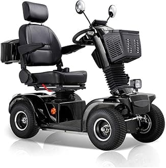 All Terrain Mobility Scooter for Seniors,Heavy-Duty 4 Wheel Mobility Scooters 500 lb Capacity Mobility Scooter,Handicap Scooters for Adults with 3-Speed Travel Long (Black)