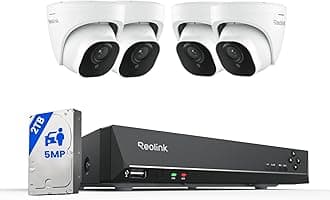 – Reolink 8CH 5MP PoE Home Security Camera System, 4 Wired Outdoor IP Cameras, 8 Channel NVR With 2TB HDD for 24/7 Recording RLK8-520D4-5MP