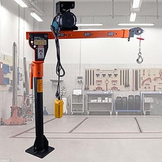 new Folding Dismountable Household Jib Crane Truck - 1100lb Capacity 110V Electric Hoist, 880lb Pulling Force for Factories, Warehouses, Construction & Building，Orange