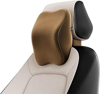 Frido Ultimate Car Neck Rest Pillow | Ultrasoft Pillow for Comfortable Car Rides | Superior Neck Support Cushion | Relieves Neck Pain | Hi-Per Foam Head Rest Pillow with Washable Velvet Cover | Tan