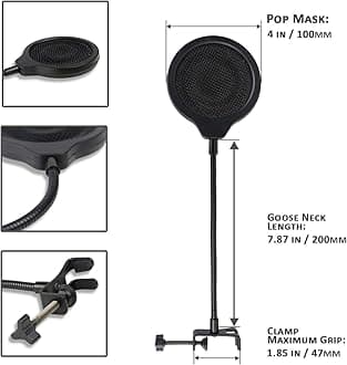 QuadCast Pop Filter - Metal Windscreen For HyperX QuadCast Microphone ( 4 Inch 3 Layers ), Professional Mic Pop Screen by YOUSHARES