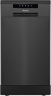 – HS523E15BUK Slimline 10 Places Free Standing Dishwasher Black with 30 Minutes Quick Wash [Energy Class E]