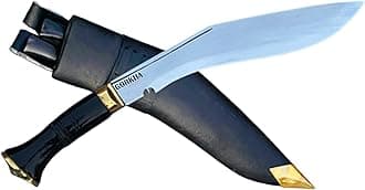 Gorkha Service No.1 Kukri Knife 10 IN Fixed Blade Khukuri On Bone Handle, Sheath & 2 Small Knives- Handmade In Nepal