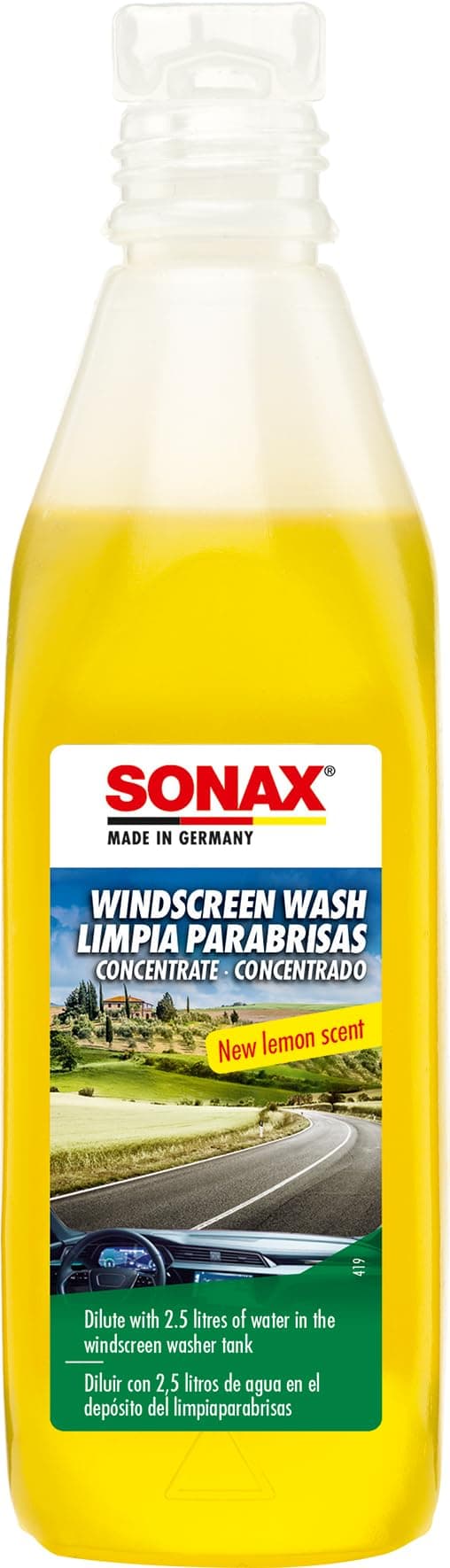 Sonax Citrus Windscreen Wash Concentrate (250ml) - Effective Windshield Cleaner for Clear Vision, Frost Protection, and Fresh Fragrance