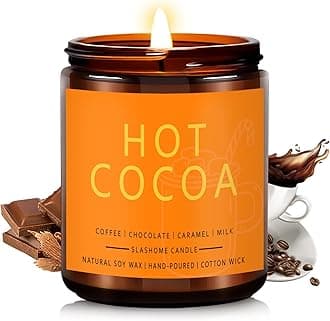 Fall Scented Candles Hot Cocoa 7oz – Rich Chocolate & Creamy Marshmallow Soy Wax Candle for Cozy Autumn Home Décor, Perfect Fall Gift for Chocolate Lovers, 50 Hour Long Burn